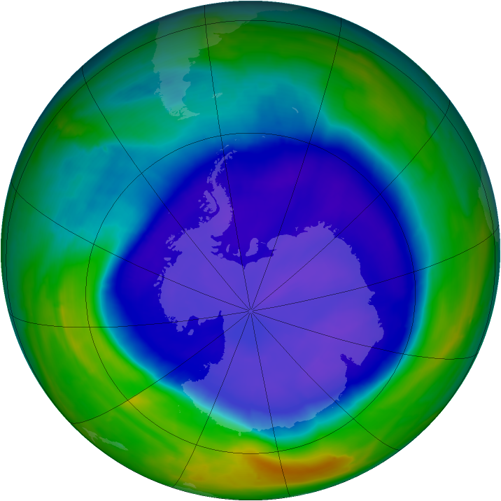 Antarctic ozone map for 20 September 2008